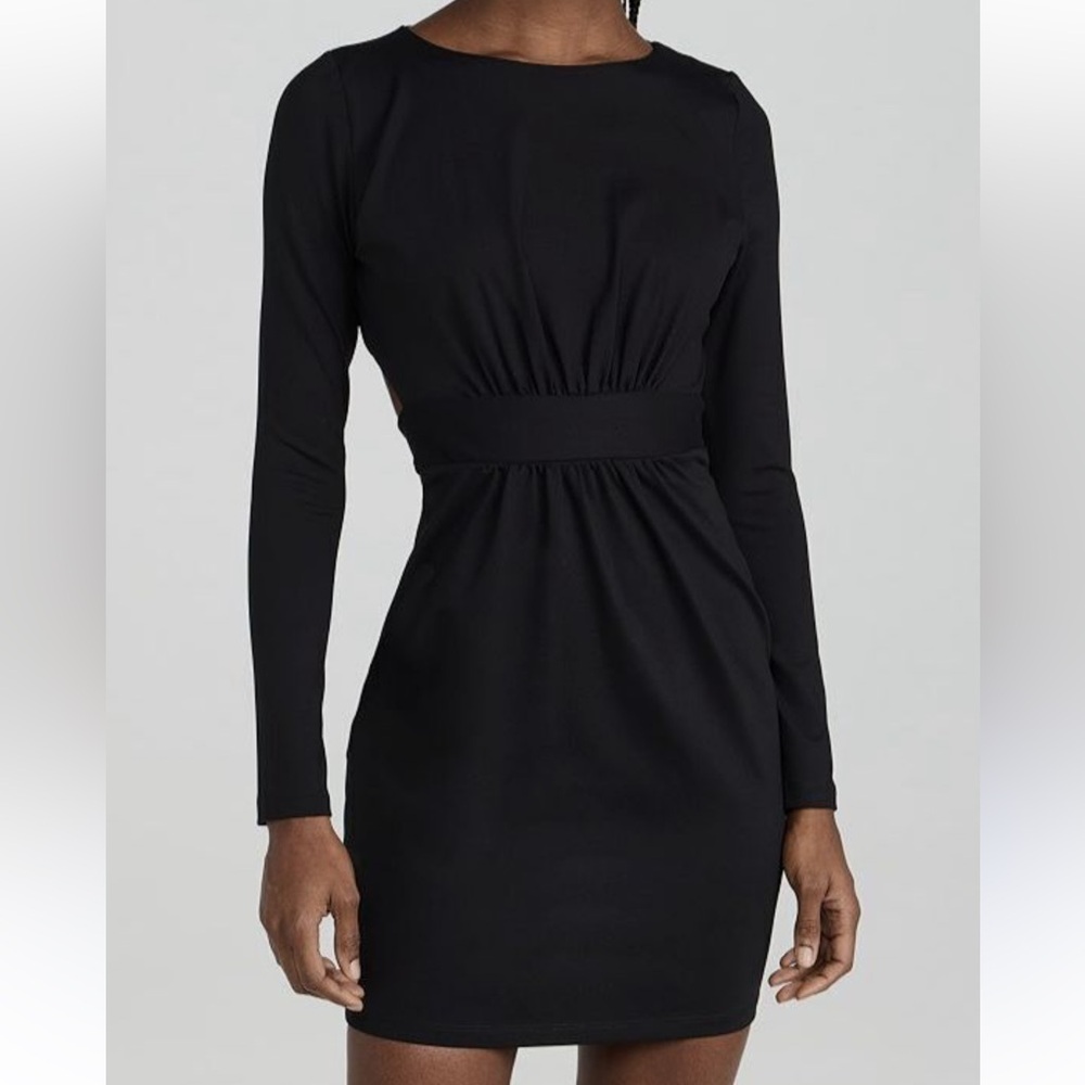Susana Monaco Black Ruched Long Sleeve Bodycon Dress